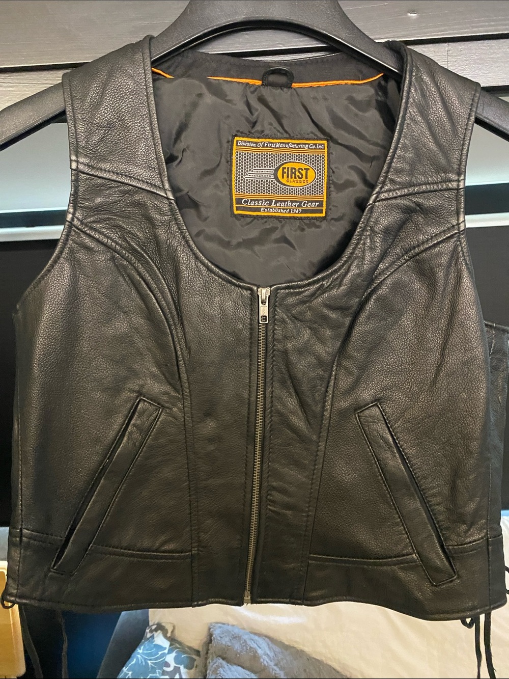 Harley-Davidson Black Leather Zip-Front Motorcycle Vest